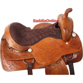 Premium Brown Western Trail Horse Saddle 15 16 17 18