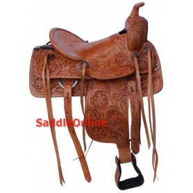 Premium Hand Tooled Western Ranch Work Saddle 16