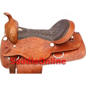18 Western Leather Trail Saddle Tooled