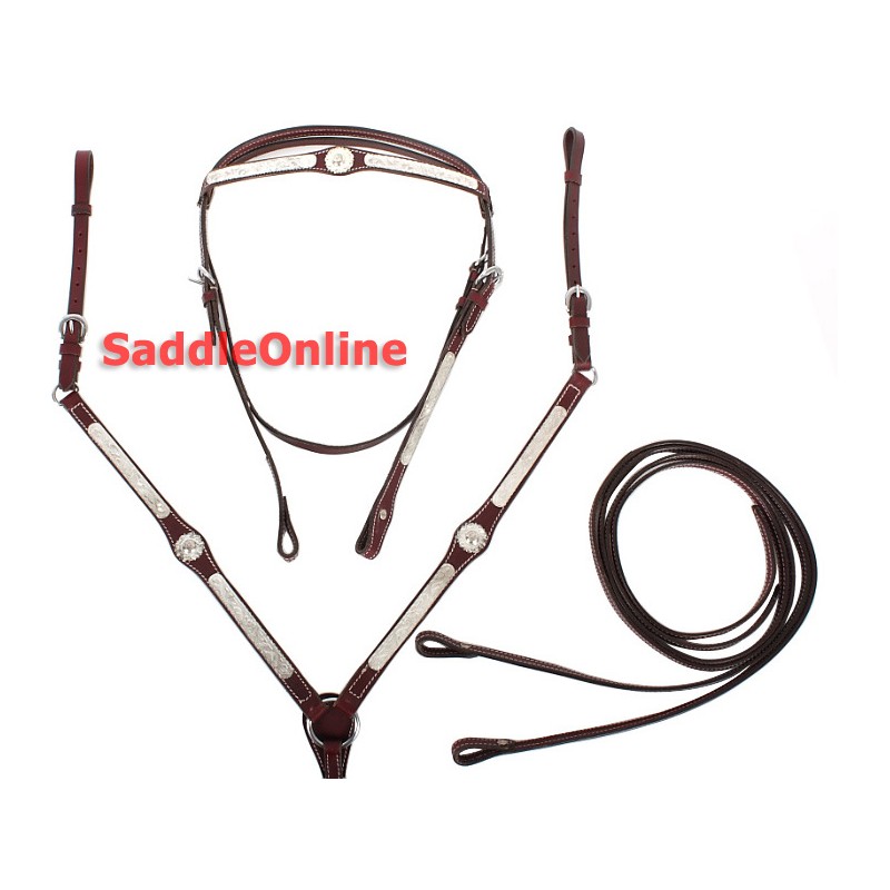 New Show Headstall Reins Breast Collar Horse Size Tack Set