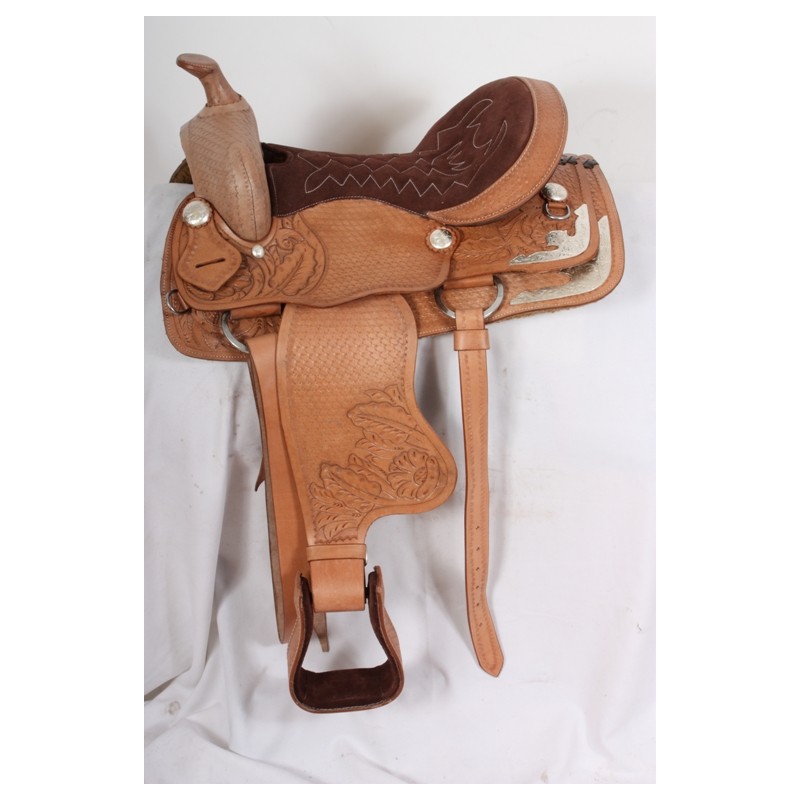 Western Show Leather Hand Carved Saddle Tack 15