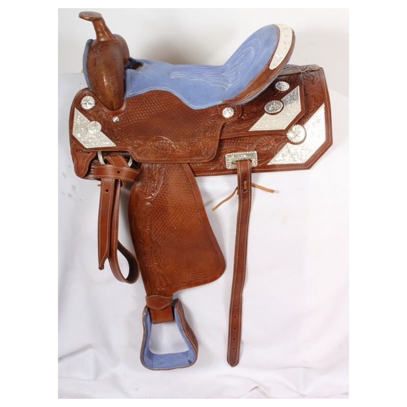 Western Show Tooled Leather Horse Saddle 16