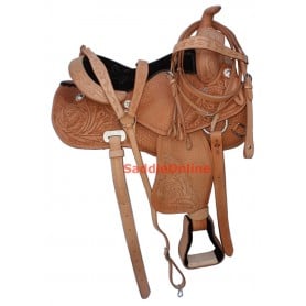 Round Skirt Arabian Leather Western Trail Saddle 16
