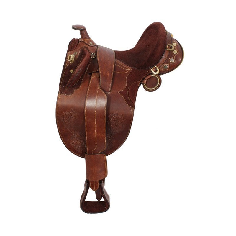 Rought Out Australian Saddle Horn Stirrups Over Girth 17
