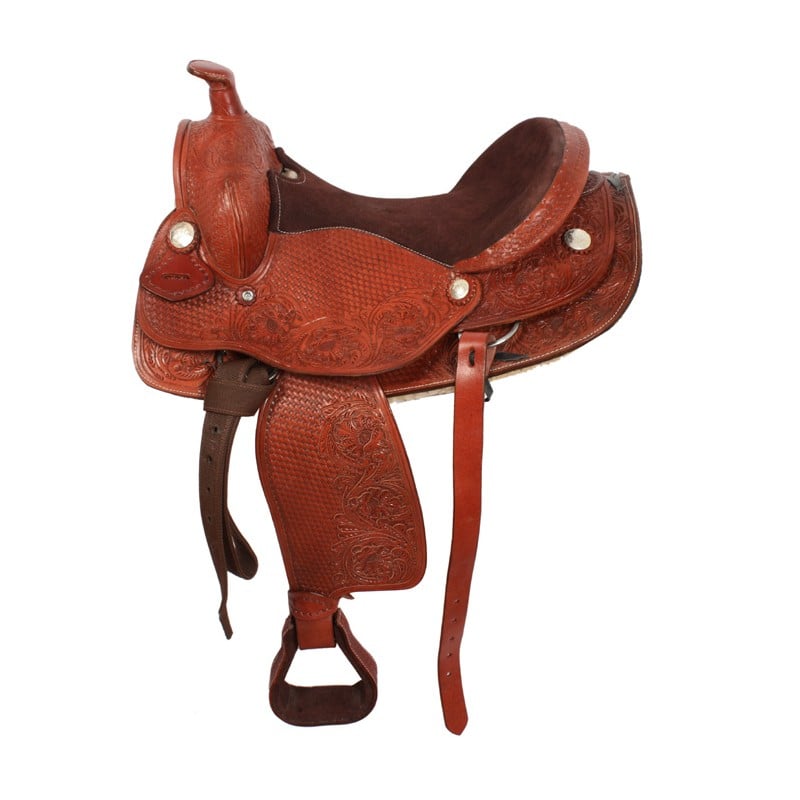 15-16 Leather Western Draft Horse Tooled Saddle
