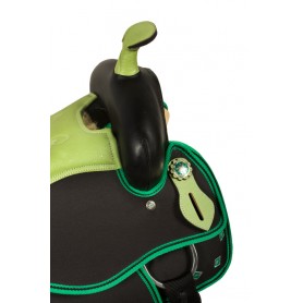 15 16 Green Ostrich Synthetic Western Show Saddle Tack Set