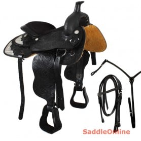 Black Western Show Saddle Tack Set 15 16 17 18