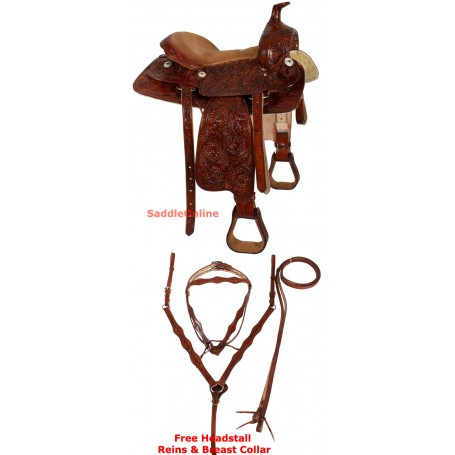Hand Carved Custom Antique Saddle Tack 16 17
