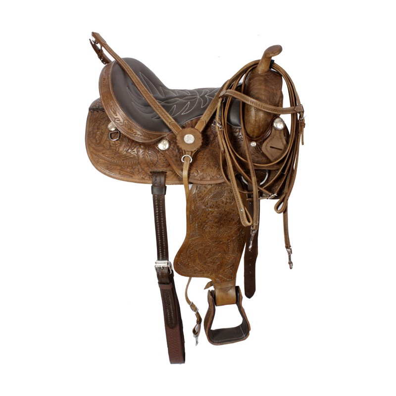 Premium Hand Tooled Western Trail Horse Saddle 16