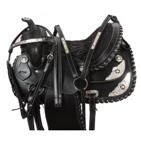 Texas Star Black Western Show Leather Saddle 16 17