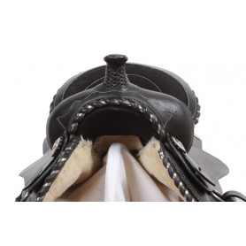 Texas Star Black Western Show Leather Saddle 16 17