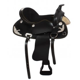 Western Black Leather Show Saddle Tack 15 16 17