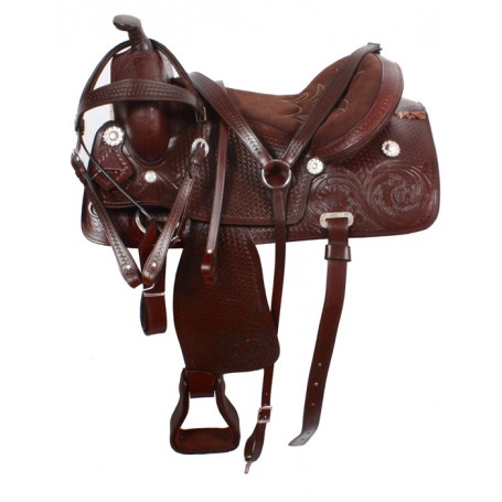 Western Leather Horse Pleasure Trail Saddle Tack 15-17
