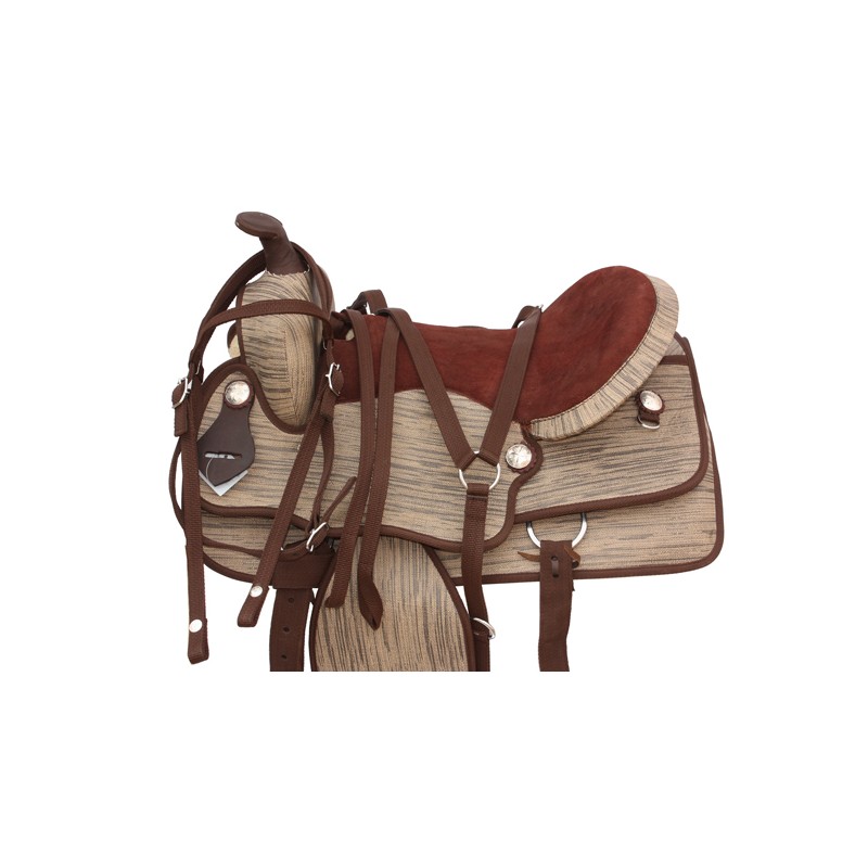 Brown Western Synthetic Horse Saddle Tack 16 17