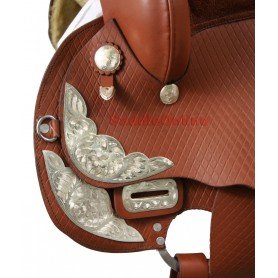 BEAUTIFUL NEW 16 inch SHOW SADDLE COVERED WITH SILVER