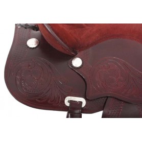 15 16 17 Mahogany Hand Carved Western Horse Saddle Tack