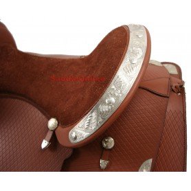 BEAUTIFUL NEW 16 inch SHOW SADDLE COVERED WITH SILVER