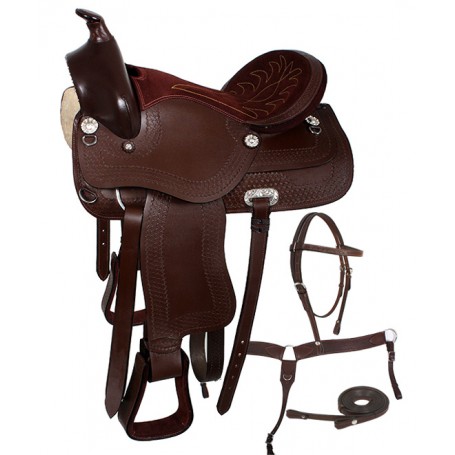 Brown Western Trail Horse Saddle Tack Package 15-17