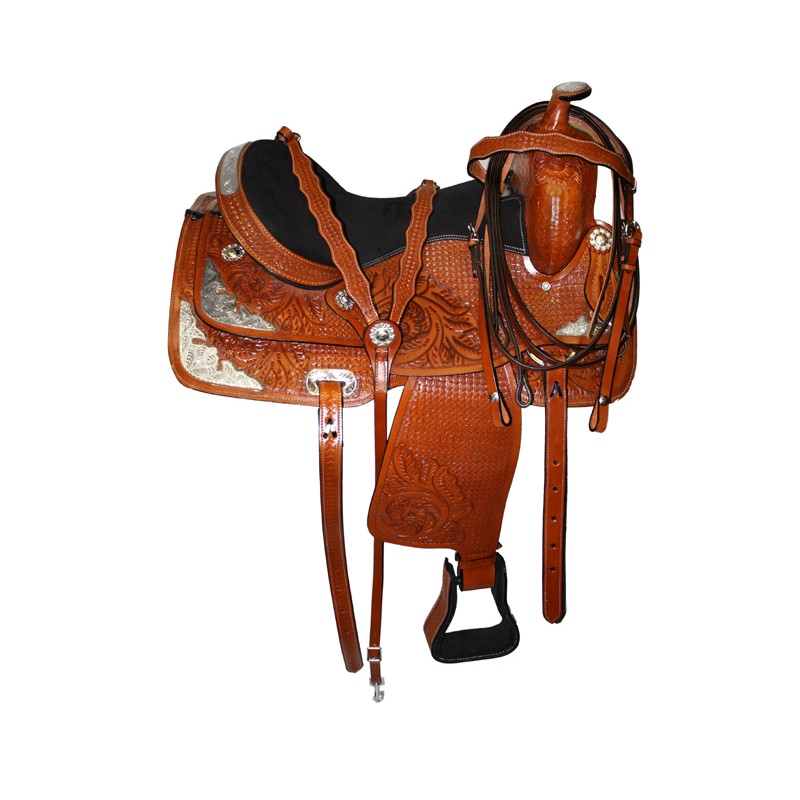 Tan Western Leather Show Horse Saddle 16 17