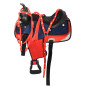 15 Red Blue Synthetic Western Trail Horse Saddle Tack