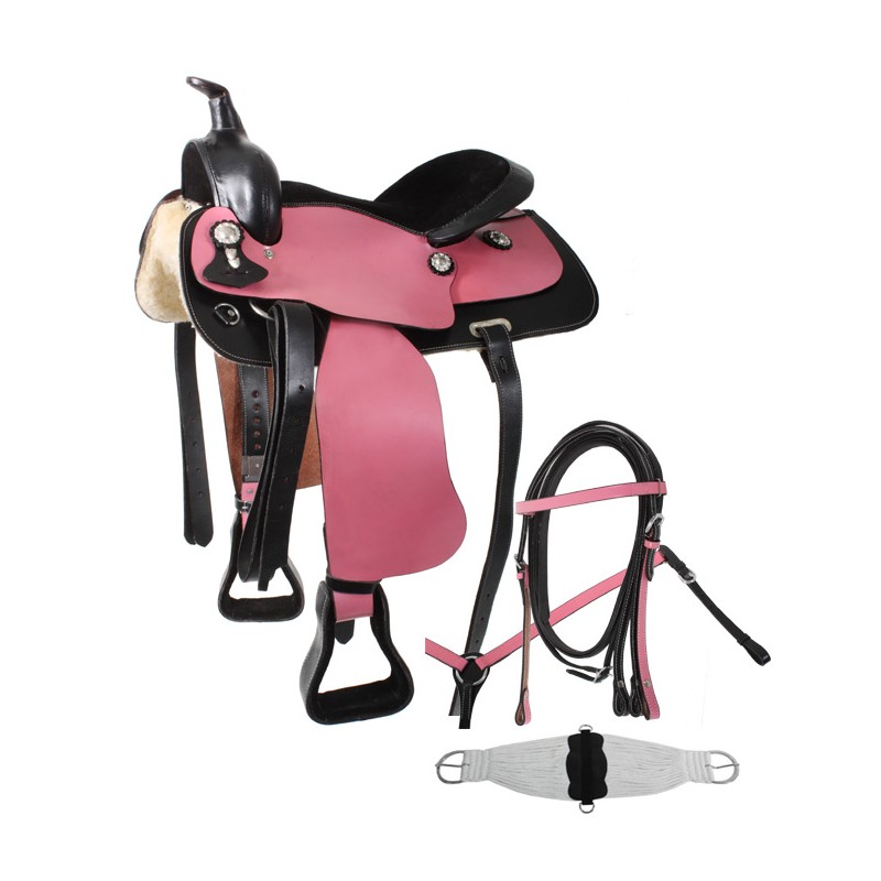 Pink Black Western Pleasure Trail Horse Saddle 15
