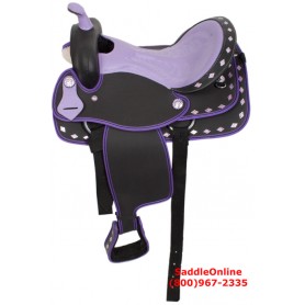 Purple Ostrich Synthetic Western Horse Saddle Tack 17