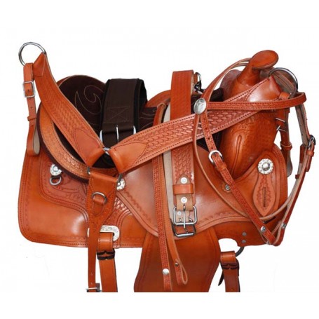 New 16 Fancy hand tooled leather Horse saddle
