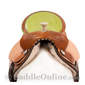 Barrel Racing Green Ostrich Horse Leather Saddle Tack 14