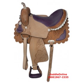 15-16 Barrel Racing Purple Ostrich Seat Horse Saddle Tack