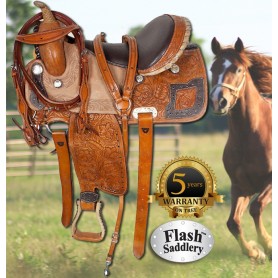 Brown Rough Out Barrel Racing Ostrich Seat Saddle 14