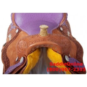 Purple Rough Out Barrel Racing Ostrich Seat Saddle 16