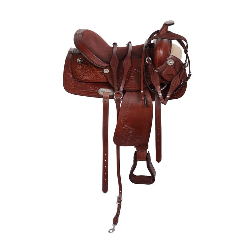 Trail Western Brown Leather Horse Saddle Tack 15-18