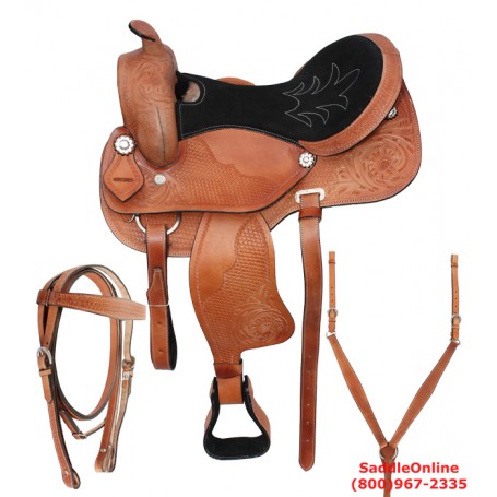 Western Leather Gaited Walking Horse Saddle Tack 16 17