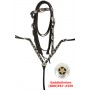 Black Leather Texas Star Headstall Reins Breast Plate Set