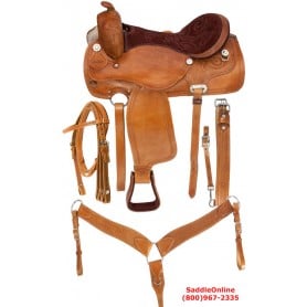 New 16 Fancy Hand Tooled Western Saddle