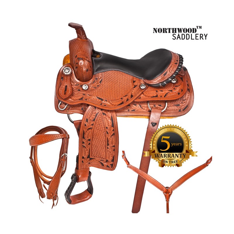 Custom Western Barrel Show Leather Horse Saddle Tack 15 17