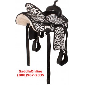 Zebra Print Western Horse Saddle Tack Size 17