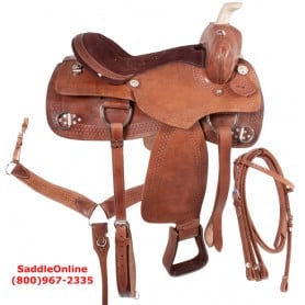Western Pleasure Trail Leather Horse Saddle 17