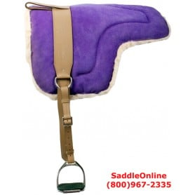 Purple  Leather Bareback Pad With Stirrups Girth
