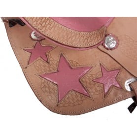 16 Pink Western Hearts Leather Horse Saddle