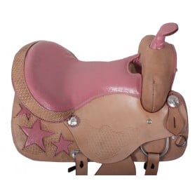 16 Pink Western Hearts Leather Horse Saddle