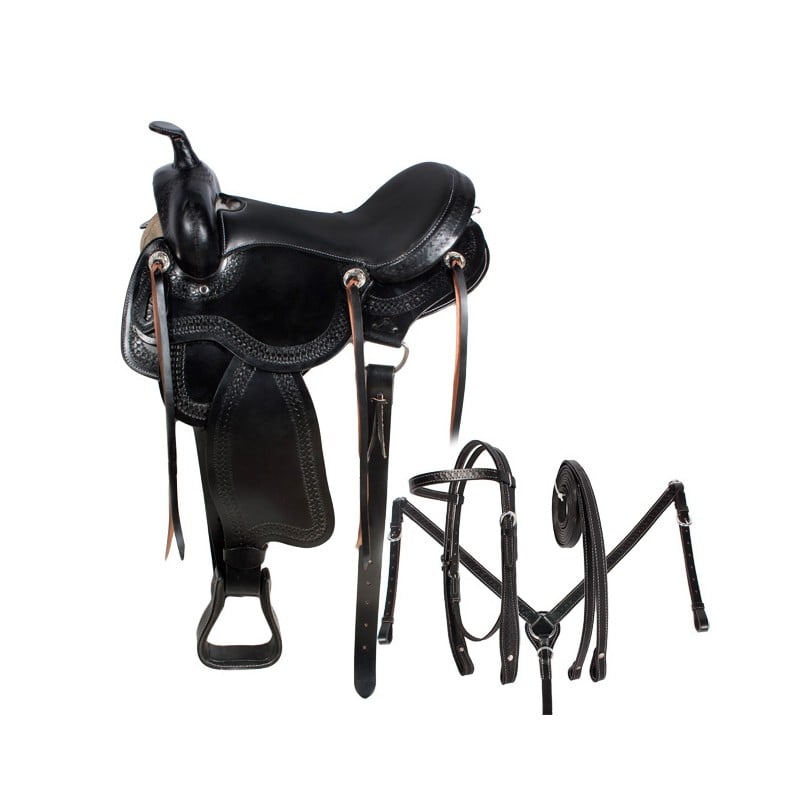 Black Western Leather Gaited Horse Saddle 16