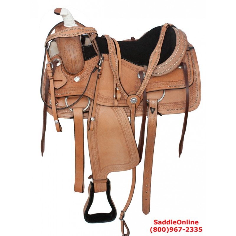 88％以上節約 Rahmat International Western Leather Barrel Pleasure Trail Horse  Saddle tack Size 10” to 18” Inch seat with Matching Headstall, Breast C 