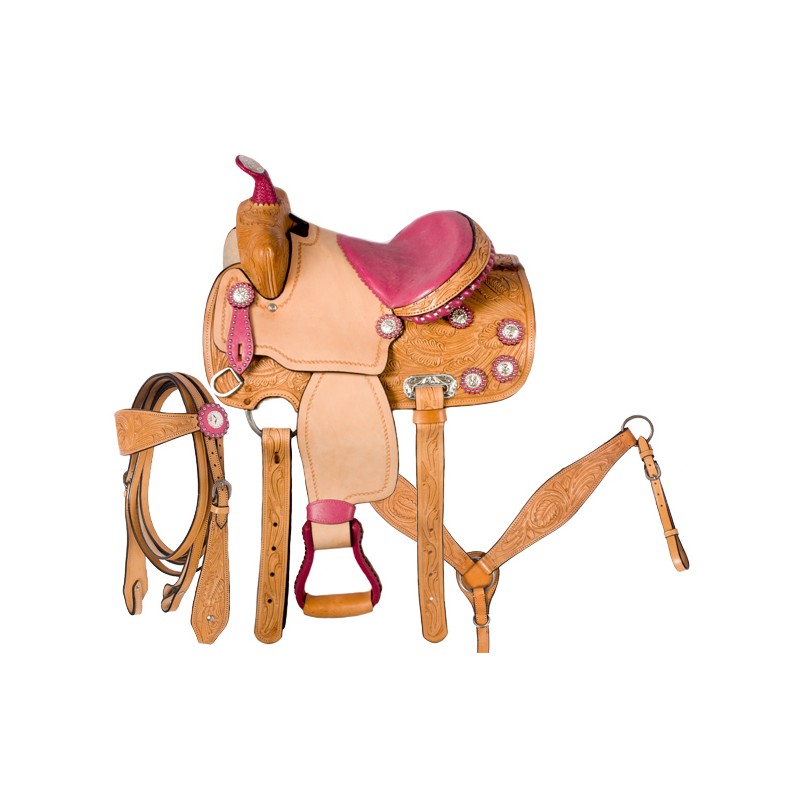 Pink Ostrich Barrel Racing Pony Western Saddle 12