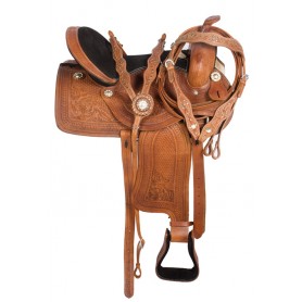 Western Leather Horse Pleasure Trail Saddle Tack 17
