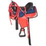 Red Blue Synthetic Western Horse Saddle 15 17