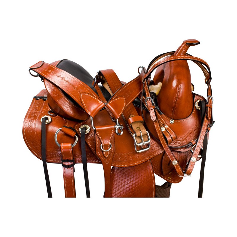 New Premium Brown Leather Western Treeless Horse Saddle 16