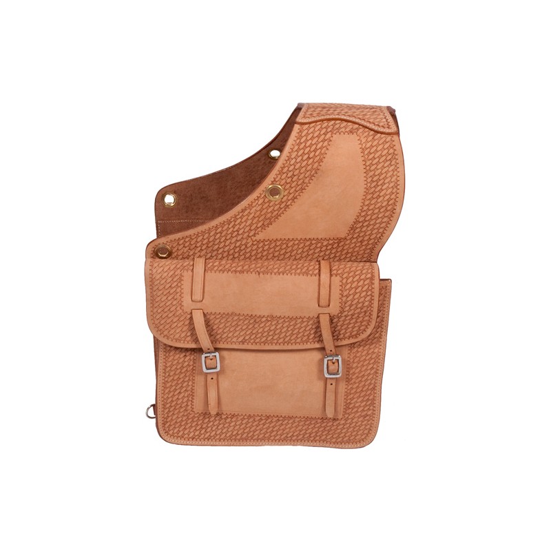 Leather Western Tooled Saddle Bag