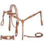 Brown Leather Crystal Headstall Reins Breast Collar Tack Set