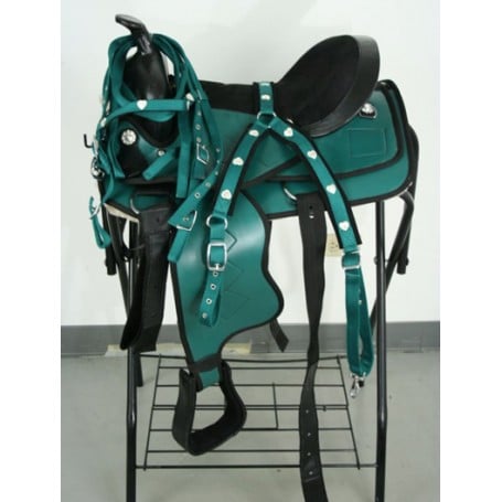 Green Synthetic Western Pleasure Trail Saddle
